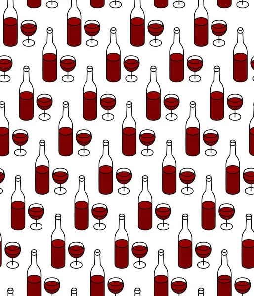 Kırmızı şarapla dolu şarap şişesi. Kusursuz bir arka plan.. — Stok Vektör