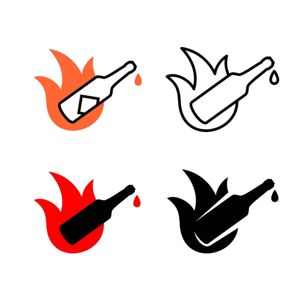 Scharfe Soße Logo. Chili oder andere Wärmflaschen mit Feuerflammen und Tropfen. — Stockvektor