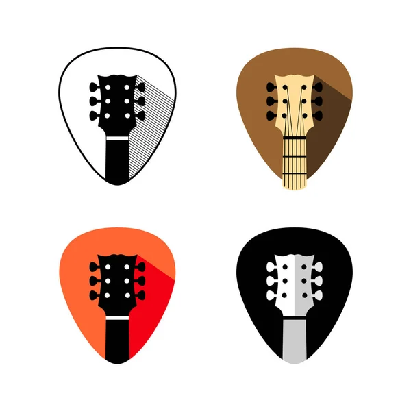 Логотип гітарного заголовка. Дизайн музичного символу форми посередника . — стоковий вектор