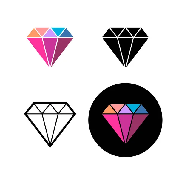 Logo de moda de diamante. Icono de vista lateral de piedra brillante colorido . — Vector de stock