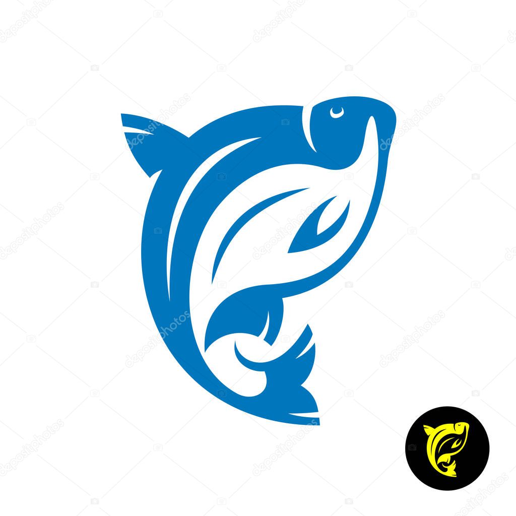 Bream fish logo. Stylized dynamic freshwater bream silhouette.