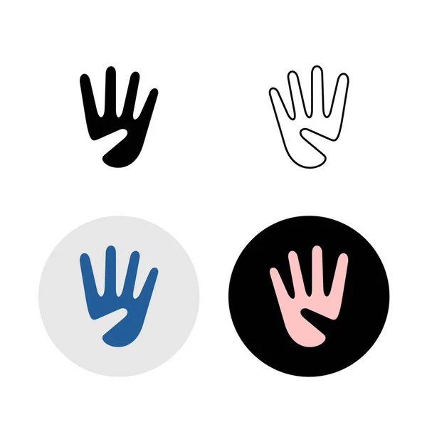Symbol dłoni z negatywną techniką kosmiczną. Humand dłoń z czterema palcami do góry znak. — Wektor stockowy