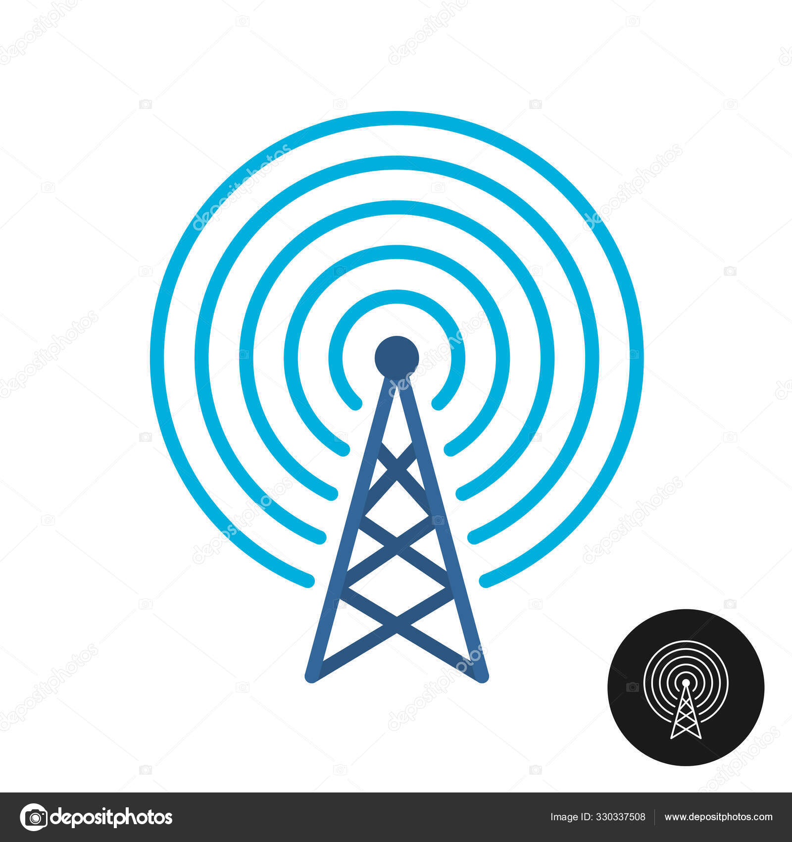 Antena, símbolo de torre de radio,: vector de stock (libre de