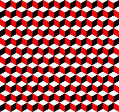 Kırmızı, siyah ve beyaz 3d küp desensiz arkaplan
