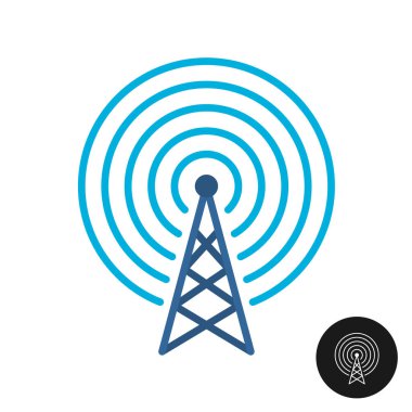 Radyo ya da televizyon kulesi renk simgesi. İnce çizgi tarzı anten sinyal yayın sembolü. Gsm vericisi işareti. Ayarlanabilir vuruş genişliği.