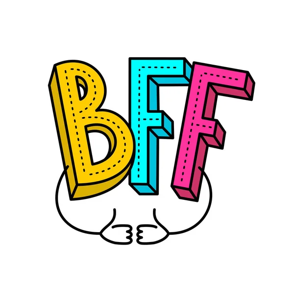 BFF - melhores amigos para sempre logotipo colorido. Com duas mãos com os polegares para cima. Largura do curso ajustável . — Vetor de Stock