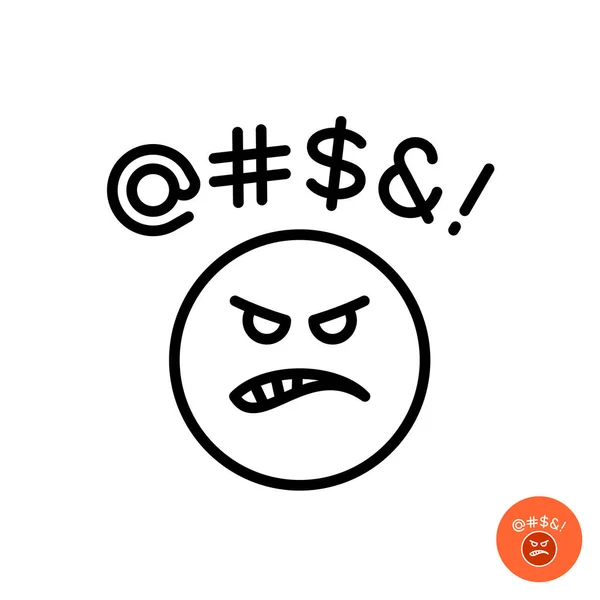 Θυμωμένη εικόνα emoji. Στρογγυλό σατανικό πρόσωπο emoticon. Σύμβολο αρνητικής αντίδρασης με βρισιές. Ρυθμιζόμενο πλάτος διαδρομής. — Διανυσματικό Αρχείο