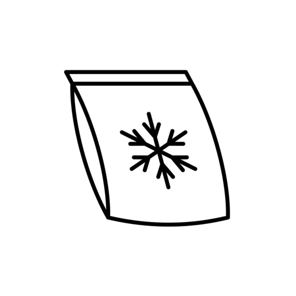 Bevroren voedsel zak pictogram. Plastic zak met sneeuwvlok symbool. Instelbare slagbreedte. — Stockvector