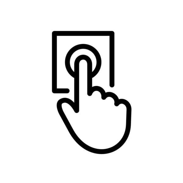 Sonnez l'icône de la cloche. Appuie à la main sur le bouton. Appuyer sur le symbole de la sonnette. Largeur de course réglable . — Image vectorielle