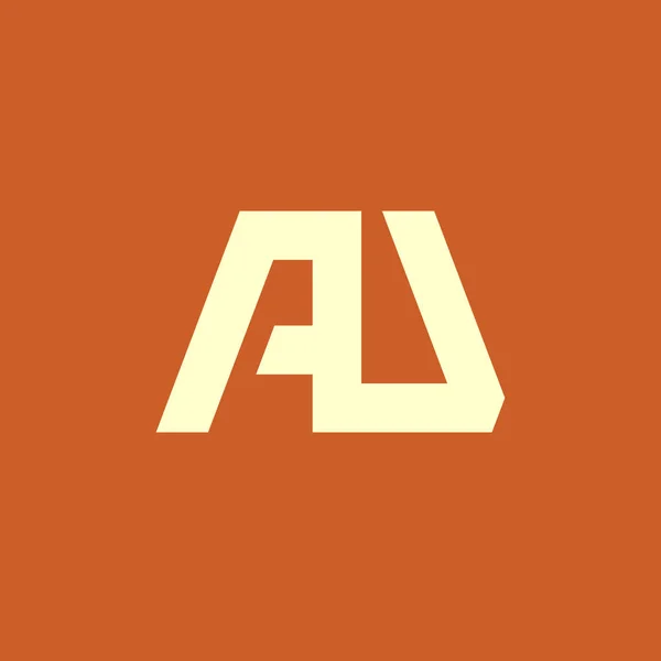 Буквы A и U логотип монограммы. Один широкий символ типа полосы. Знак лигатуры AU или UA . — стоковый вектор