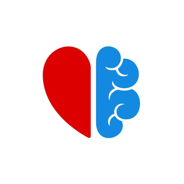 Λογότυπο καρδιάς και εγκεφάλου. Αίσθηση του νου. Συναίσθημα και όφελος σύμβολο χρώματος. — Διανυσματικό Αρχείο