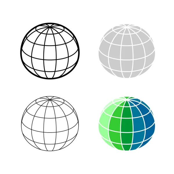 Globo da Terra ícone modelo de malha 3D. Esfera de esfera perspectiva wireframe vista ilustração . —  Vetores de Stock