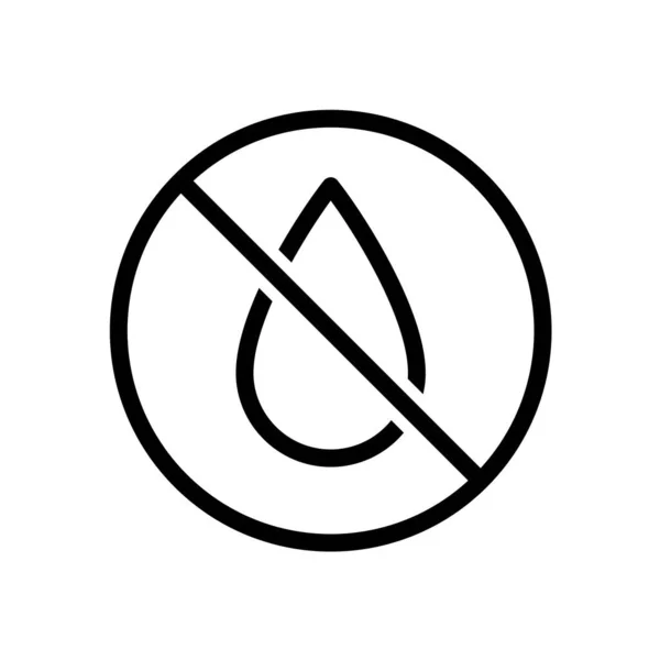 Nenhum ícone de estilo de linha de gota de água. Líquidos são proibidos. Não é um símbolo característico impermeável . —  Vetores de Stock