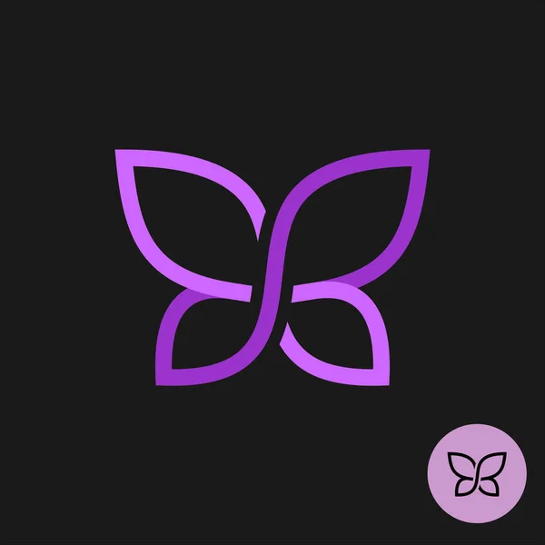 Elegant sommerfugllogo på mørk bakgrunn. Symbol for enlinjers sommerfugl. – stockvektor
