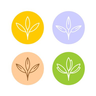 Yulaf kulağı ya da diğer tahıl bitkileri logosu seti. Tahıl tarımı ikonları keser. Ayarlanabilir vuruş genişliği.