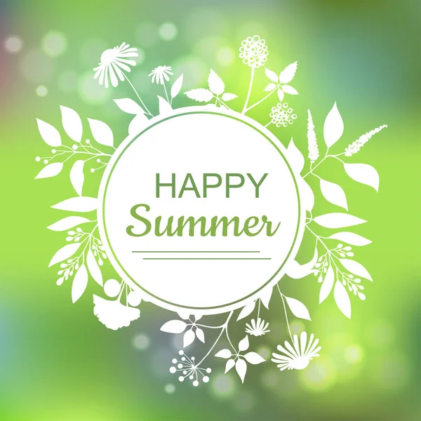 Happy Summer conception de la carte verte — Image vectorielle