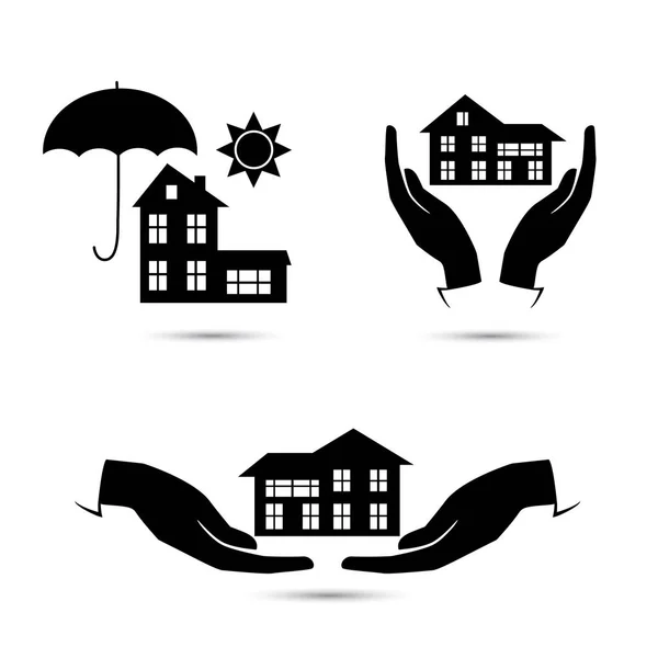 Insurance black icons set — Stock Vector