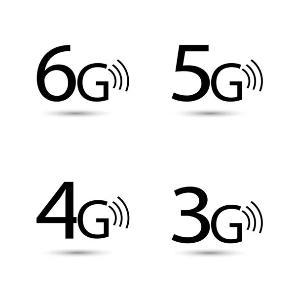 6g 5g 4g 3g conjunto de ícones de internet — Vetor de Stock