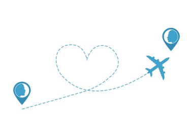 Bir kalp ile uçak uçurmak. Aşk konsepti.