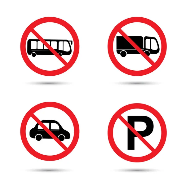 Ingen parkering för bil, buss, lastbil — Stock vektor