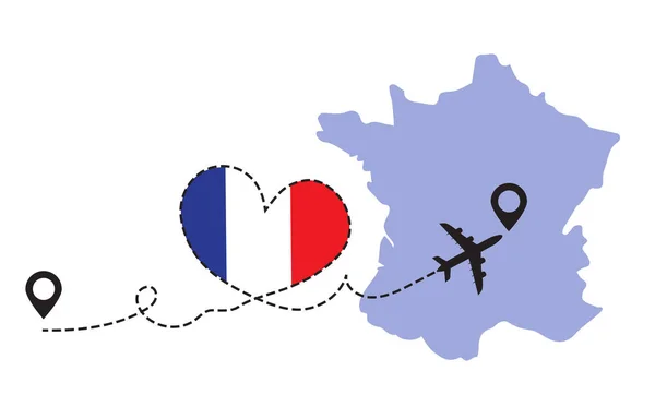 Resa till Frankrike med flyg — Stock vektor