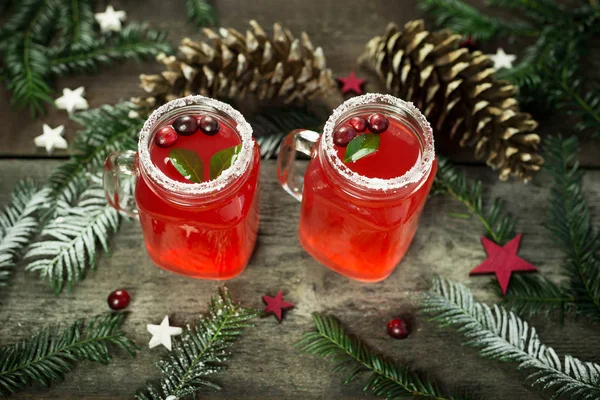 Hot winter drink from cranberry. Christmas drink.