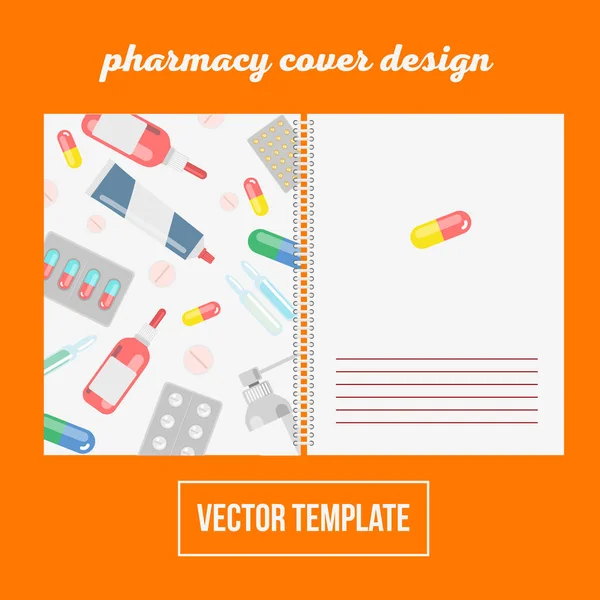 De omslag voor ontwerpen met pharma en pillen — Stockvector