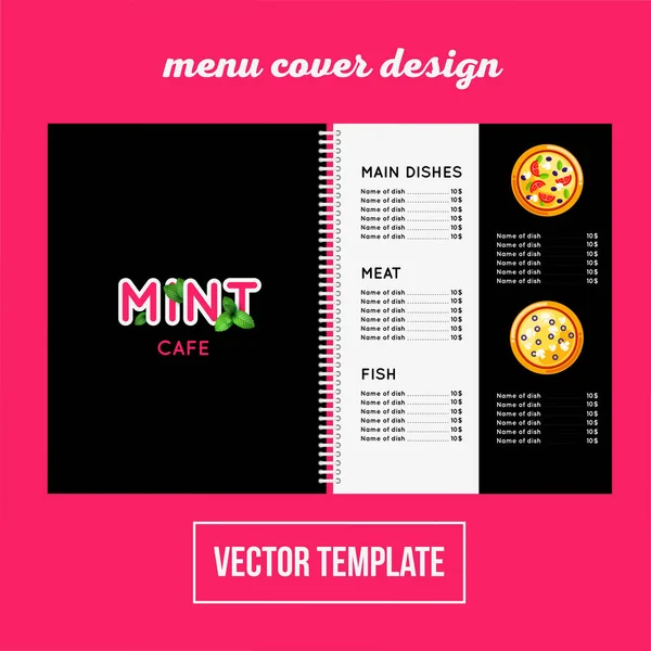 Cover ontwerp voor print pizza menu, café vector sjabloon — Stockvector
