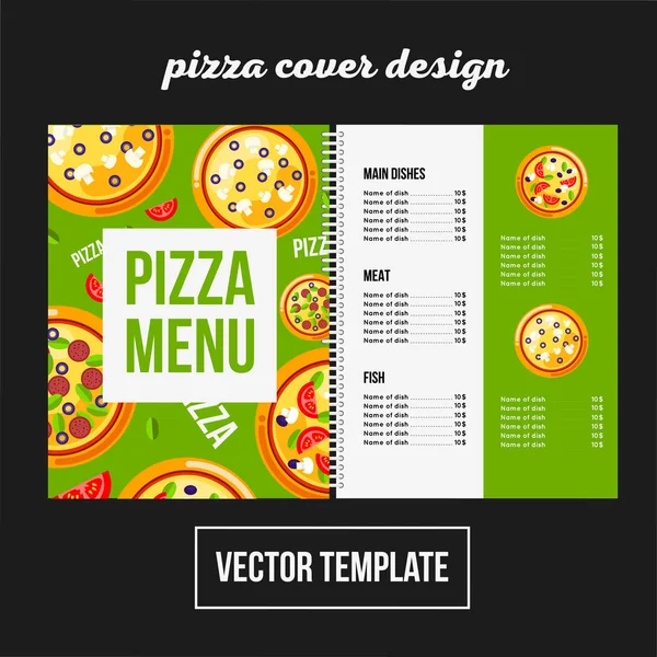 Cover ontwerp voor print pizza menu, café vector sjabloon — Stockvector