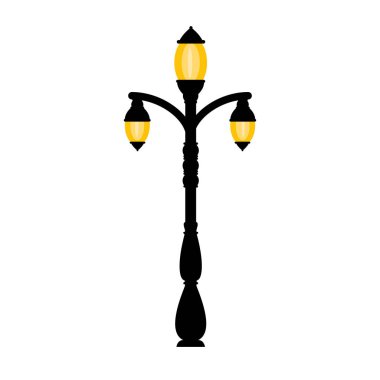 Vektör vintage sokak lambası beyaz arka plan üzerinde. Açık retro lamba.