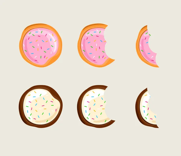 Galleta galleta en etapas de comer — Vector de stock