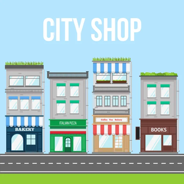 City shop street — Stock Vector