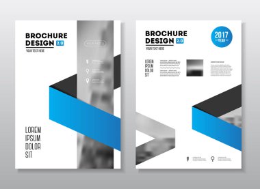 İş broşür tasarımı. Yıllık rapor vektör çizim şablonu. El ilanı kurumsal kapak. İş sunumu ile fotoğraf ve geometrik grafik öğeleri.