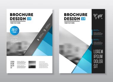 İş broşür tasarımı. Yıllık rapor vektör çizim şablonu. El ilanı kurumsal kapak. İş sunumu ile fotoğraf ve geometrik grafik öğeleri.