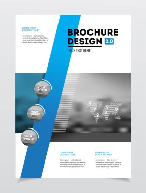 İş broşür tasarımı. Yıllık rapor vektör çizim şablonu. El ilanı kurumsal kapak. İş sunumu ile fotoğraf ve geometrik grafik öğeleri.