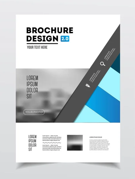 Broschüren entwerfen. Vorlage für den Jahresbericht als Vektorillustration. Flyer Corporate Cover. Geschäftspräsentation mit Foto und geometrischen grafischen Elementen. — Stockvektor