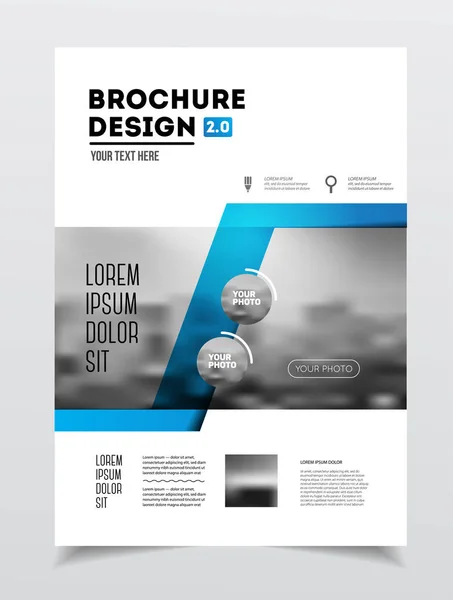 Zakelijke brochureontwerp. Jaarlijkse vector illustratie rapportsjabloon. Flyer corporate dekking. Bedrijfspresentatie met foto en geometrische grafische elementen. — Stockvector