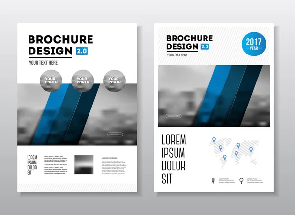 Zakelijke brochureontwerp. Jaarlijkse vector illustratie rapportsjabloon. Flyer corporate dekking. Bedrijfspresentatie met foto en geometrische grafische elementen. — Stockvector