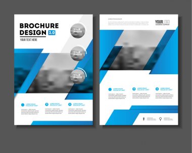 İş broşür tasarımı. Yıllık rapor vektör çizim şablonu. El ilanı kurumsal kapak. İş sunumu ile fotoğraf ve geometrik grafik öğeleri.