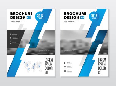 İş broşür tasarımı. Yıllık rapor vektör çizim şablonu. El ilanı kurumsal kapak. İş sunumu ile fotoğraf ve geometrik grafik öğeleri.