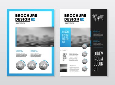 İş broşür tasarımı. Yıllık rapor vektör çizim şablonu. El ilanı kurumsal kapak. İş sunumu ile fotoğraf ve geometrik grafik öğeleri.