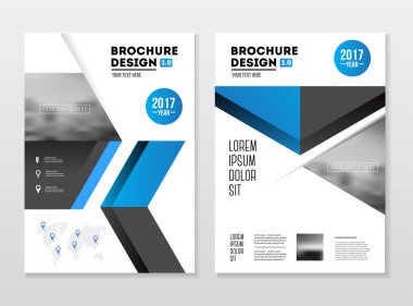 İş broşür tasarımı. Yıllık rapor vektör çizim şablonu. El ilanı kurumsal kapak. İş sunumu ile fotoğraf ve geometrik grafik öğeleri.