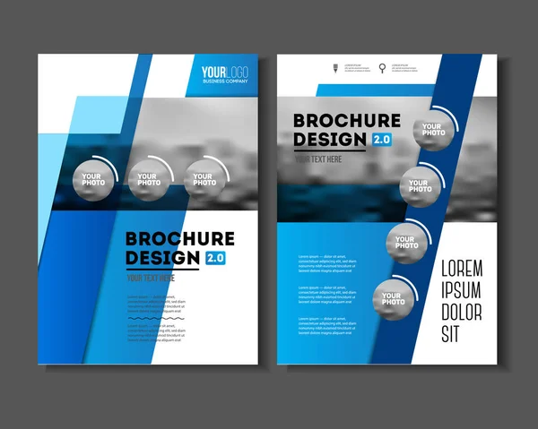 Business Brochure design. Modello di illustrazione vettoriale della relazione annuale. Copertina aziendale del volantino. Presentazione aziendale con foto ed elementi grafici geometrici . — Vettoriale Stock