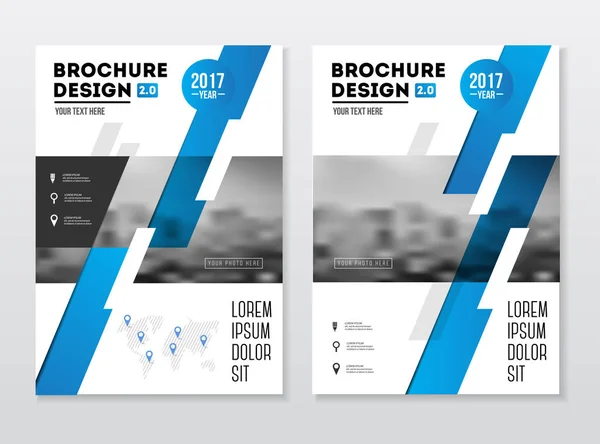 Design de Brochura de Negócios. Modelo anual de ilustração vetorial do relatório. Cobertura corporativa. Apresentação de negócios com elementos gráficos fotográficos e geométricos . —  Vetores de Stock