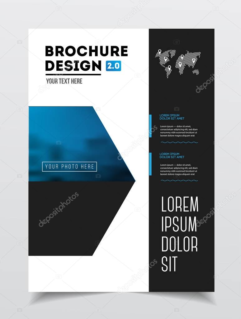 Business Brochure design. Annual report vector illustration template. Flyer corporate cover. Business presentation with photo and geometric graphic elements.