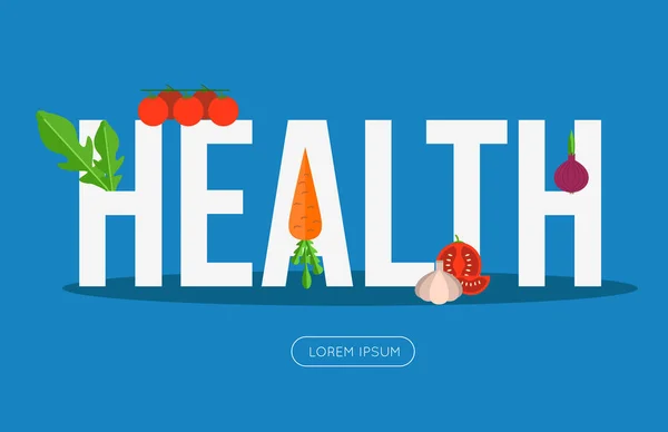 Egészségügyi banner zöldségekkel — Stock Vector