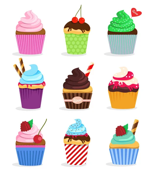 Set cupcakes and muffins — Stock Vector
