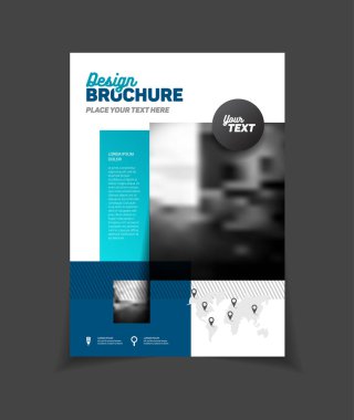 İş broşür tasarımı. Yıllık rapor vektör çizim şablonu. A4 boyutu kurumsal iş katalog kapak. İş sunumu ile fotoğraf ve geometrik grafik öğeleri.