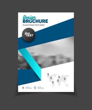 İş broşür tasarımı. Yıllık rapor vektör çizim şablonu. A4 boyutu kurumsal iş katalog kapak. İş sunumu ile fotoğraf ve geometrik grafik öğeleri.