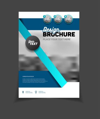 İş broşür tasarımı. Yıllık rapor vektör çizim şablonu. A4 boyutu kurumsal iş katalog kapak. İş sunumu ile fotoğraf ve geometrik grafik öğeleri.